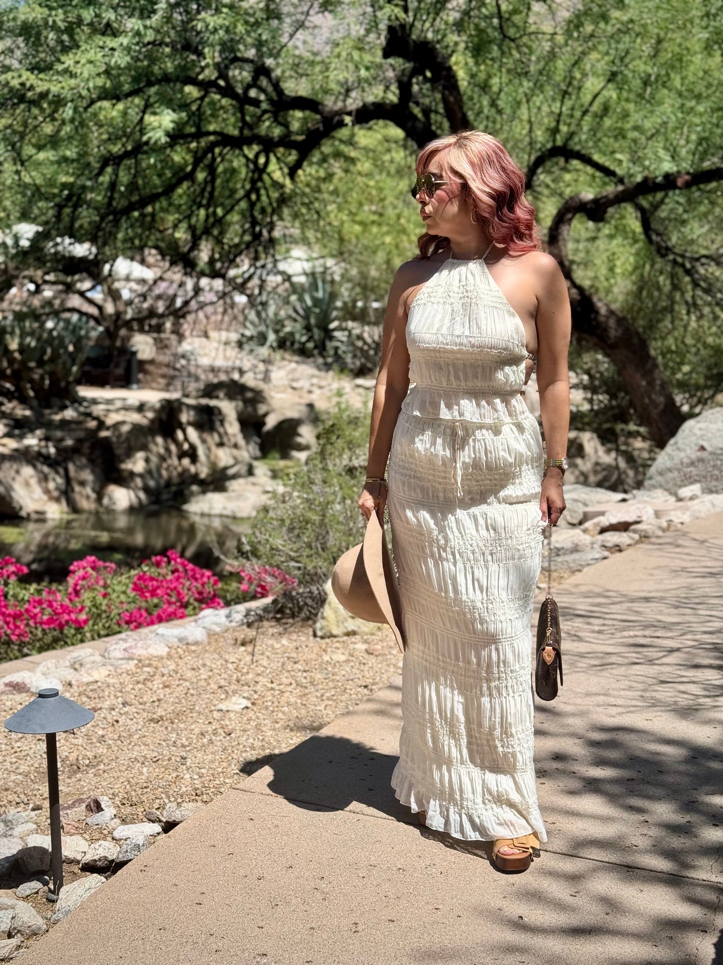 “Pretty Aura” Chiffon Ruched Halter Top & Skirt Set