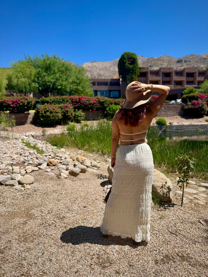 “Pretty Aura” Chiffon Ruched Halter Top & Skirt Set