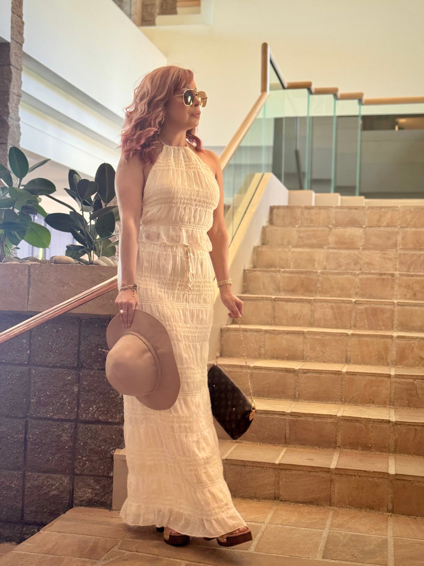 “Pretty Aura” Chiffon Ruched Halter Top & Skirt Set