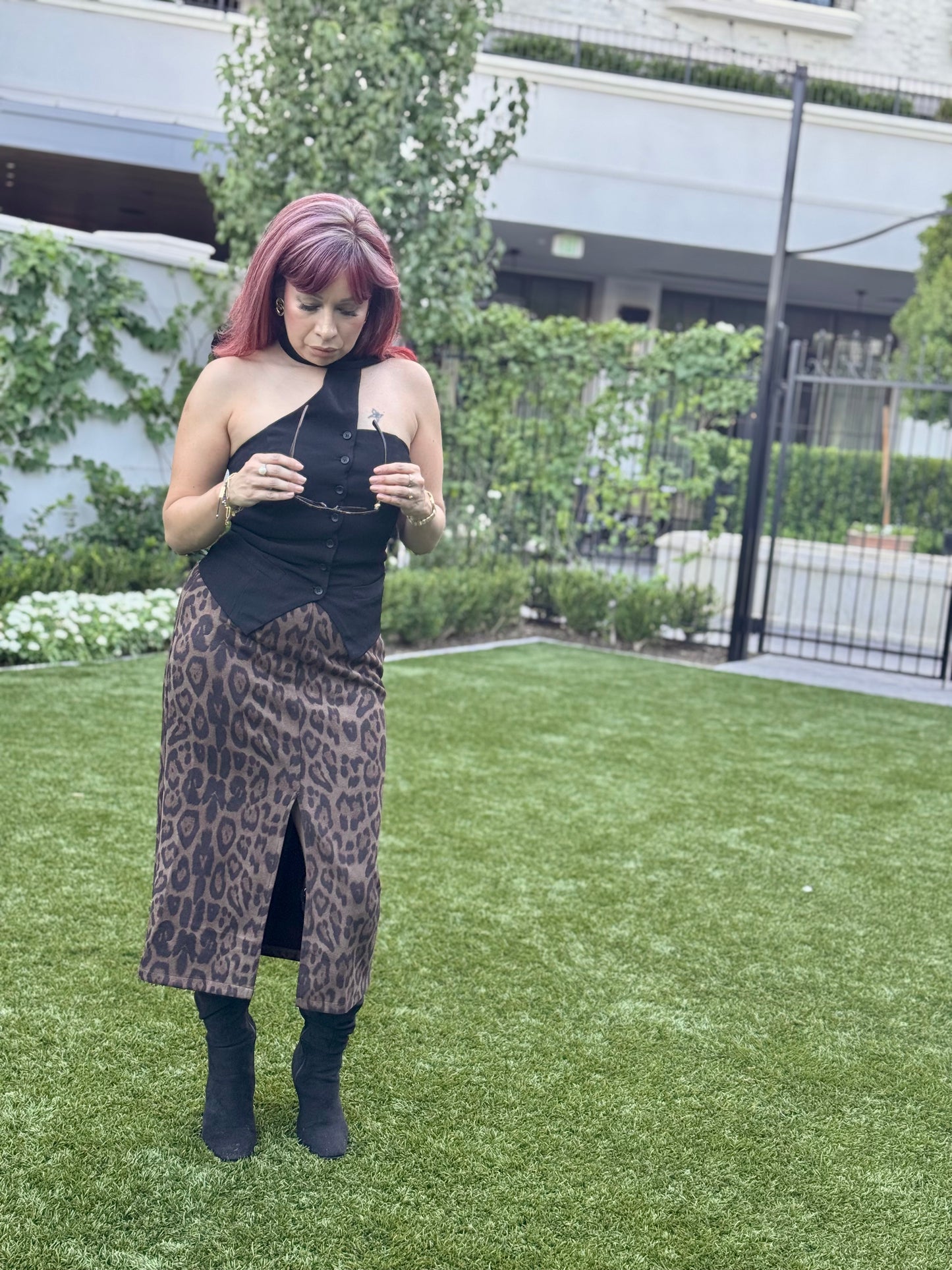 Untamed Leopard Midi Skirt