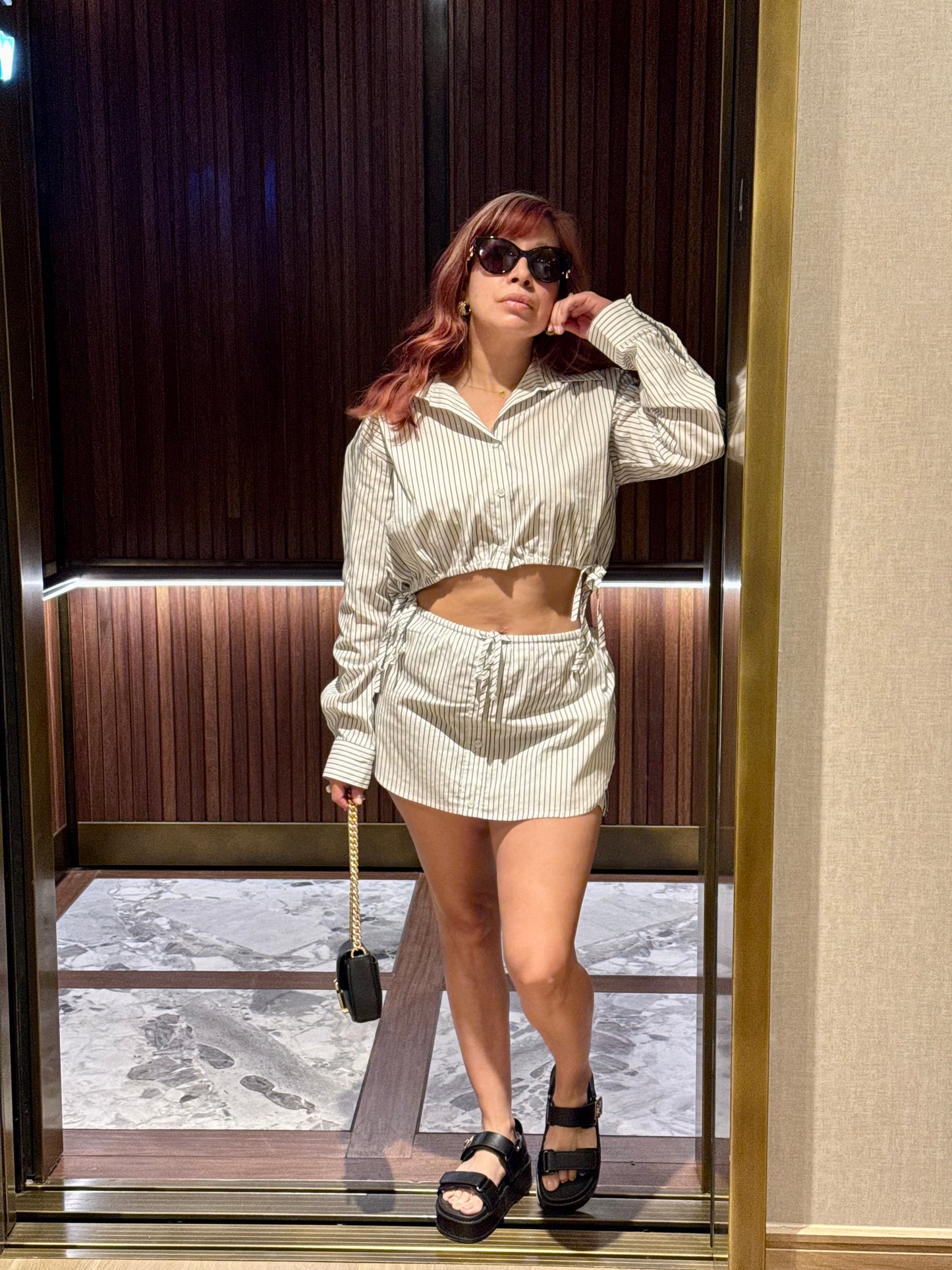 Not Your Basic Stripped Crop Top & Skort Set