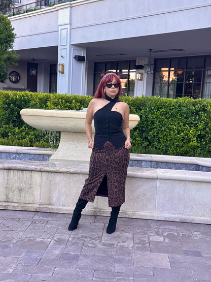 Untamed Leopard Midi Skirt