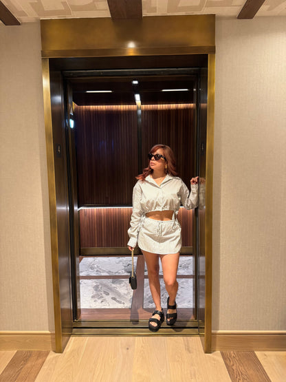 Not Your Basic Stripped Crop Top & Skort Set