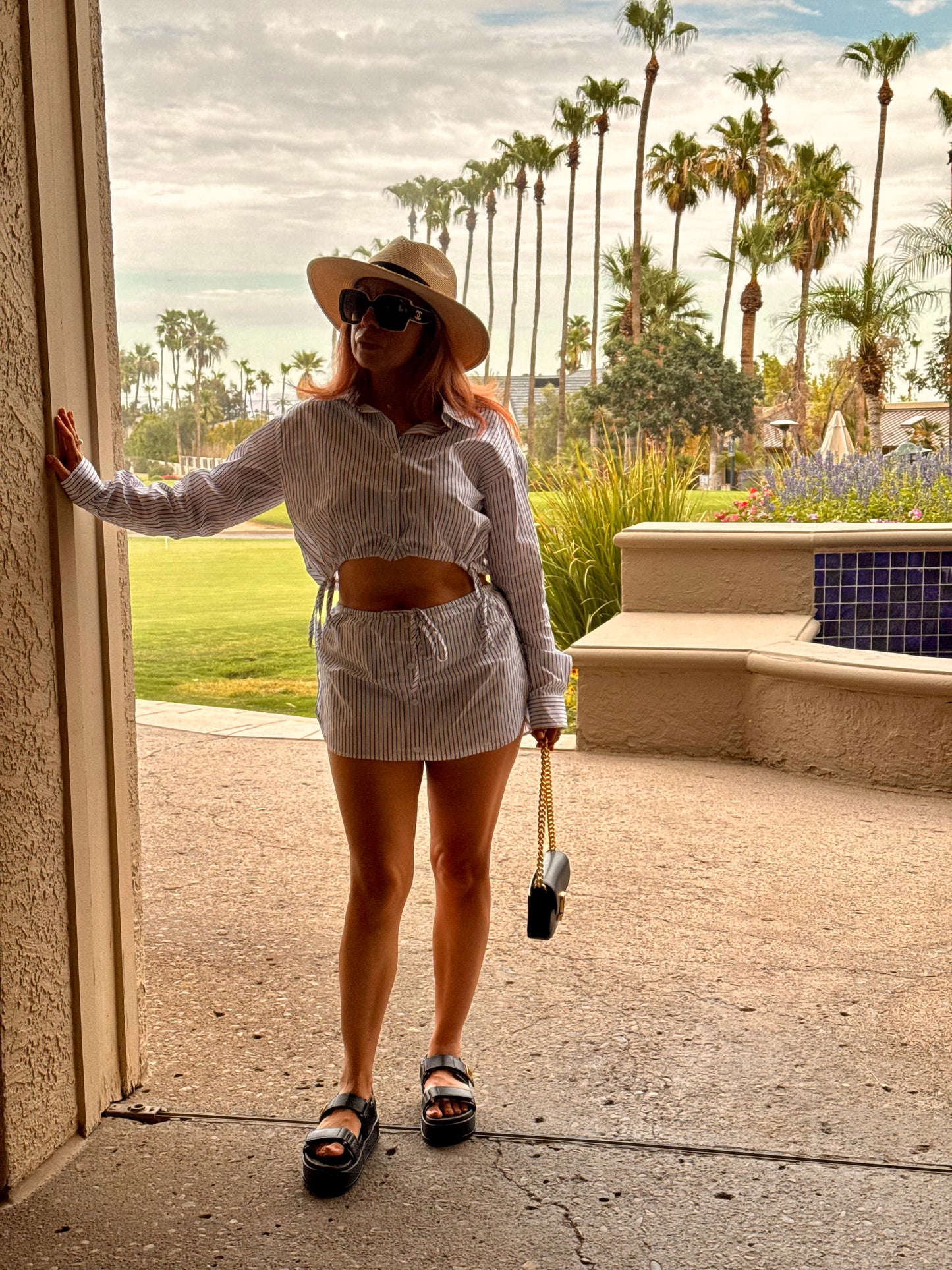 Not Your Basic Stripped Crop Top & Skort Set