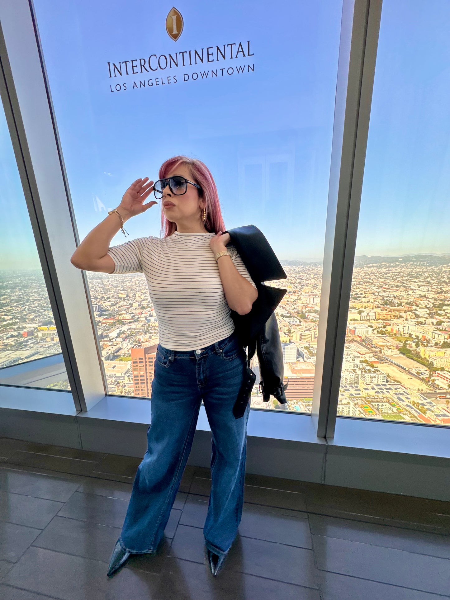 City Girl Stripped Mock Top