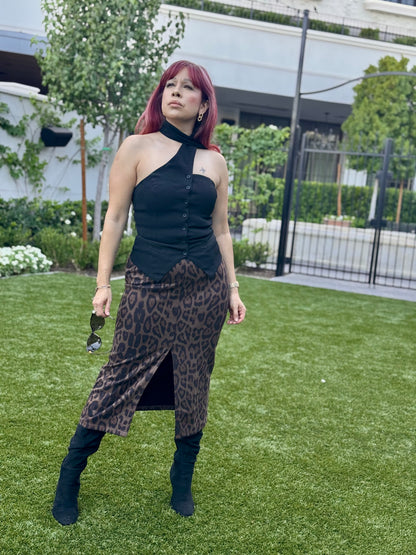 Untamed Leopard Midi Skirt