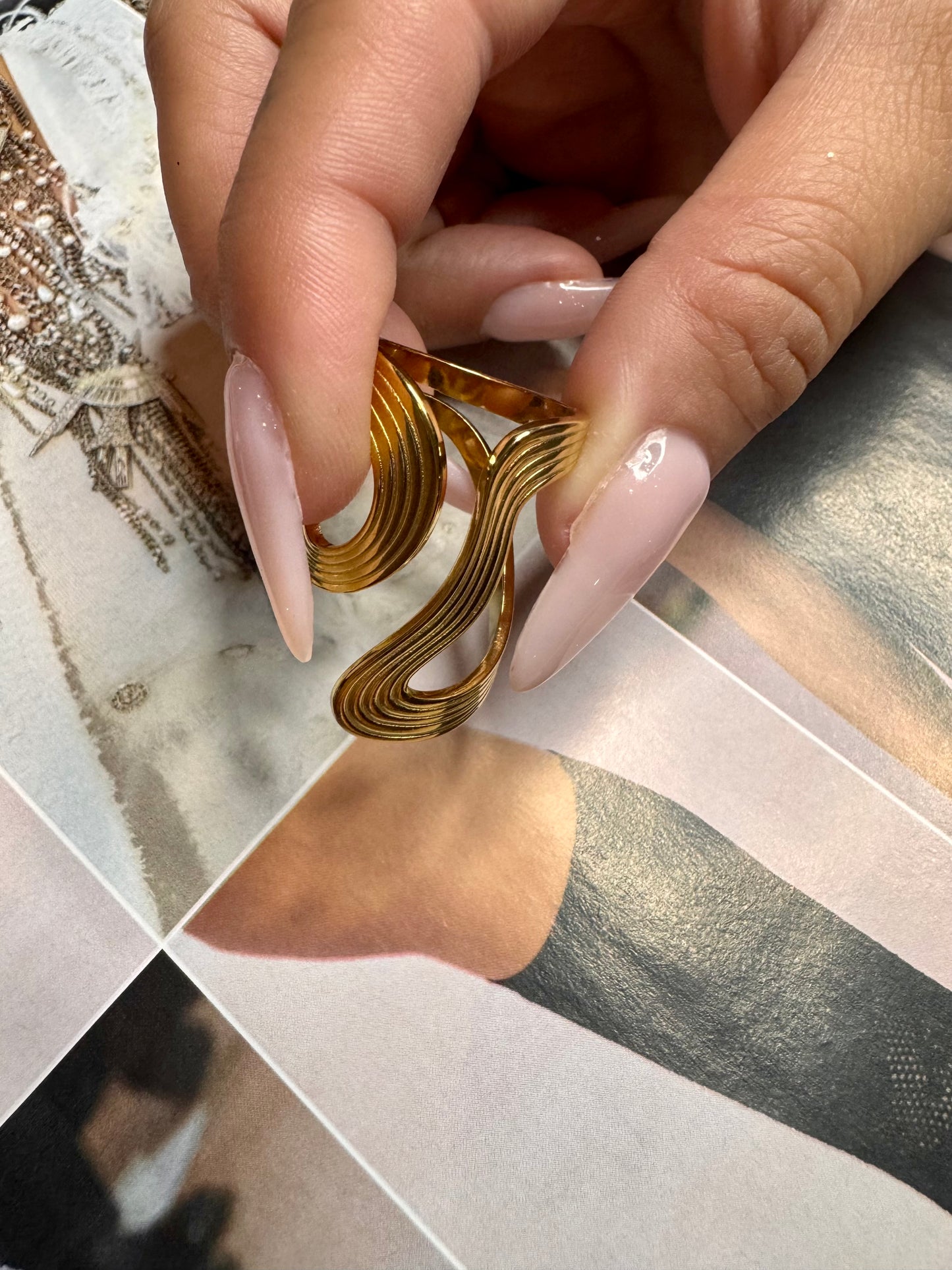 With Intention Wavy Abstract Ring