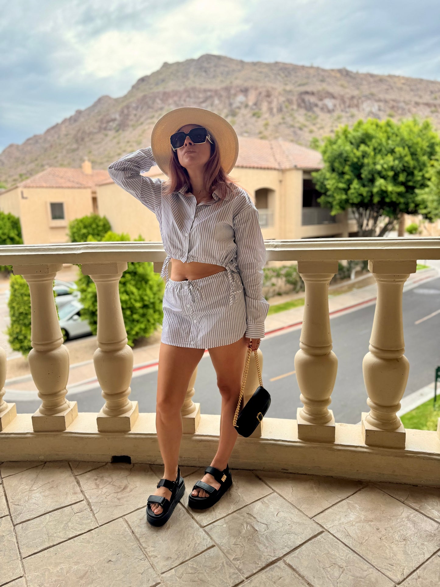 Not Your Basic Stripped Crop Top & Skort Set