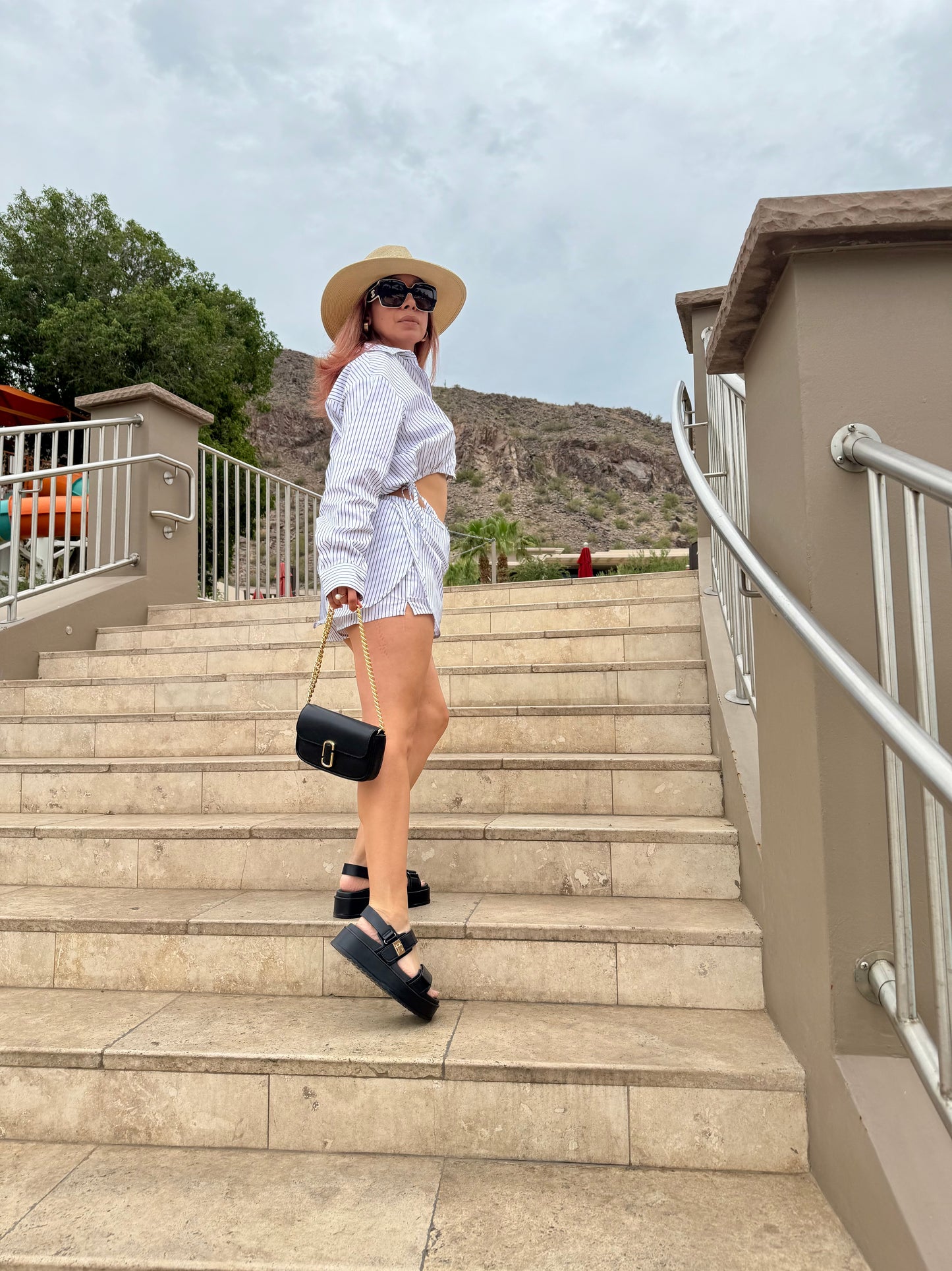 Not Your Basic Stripped Crop Top & Skort Set