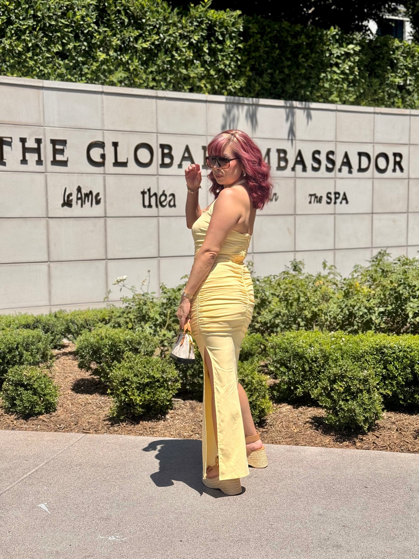 Lemon Drop Maxi Halter Dress