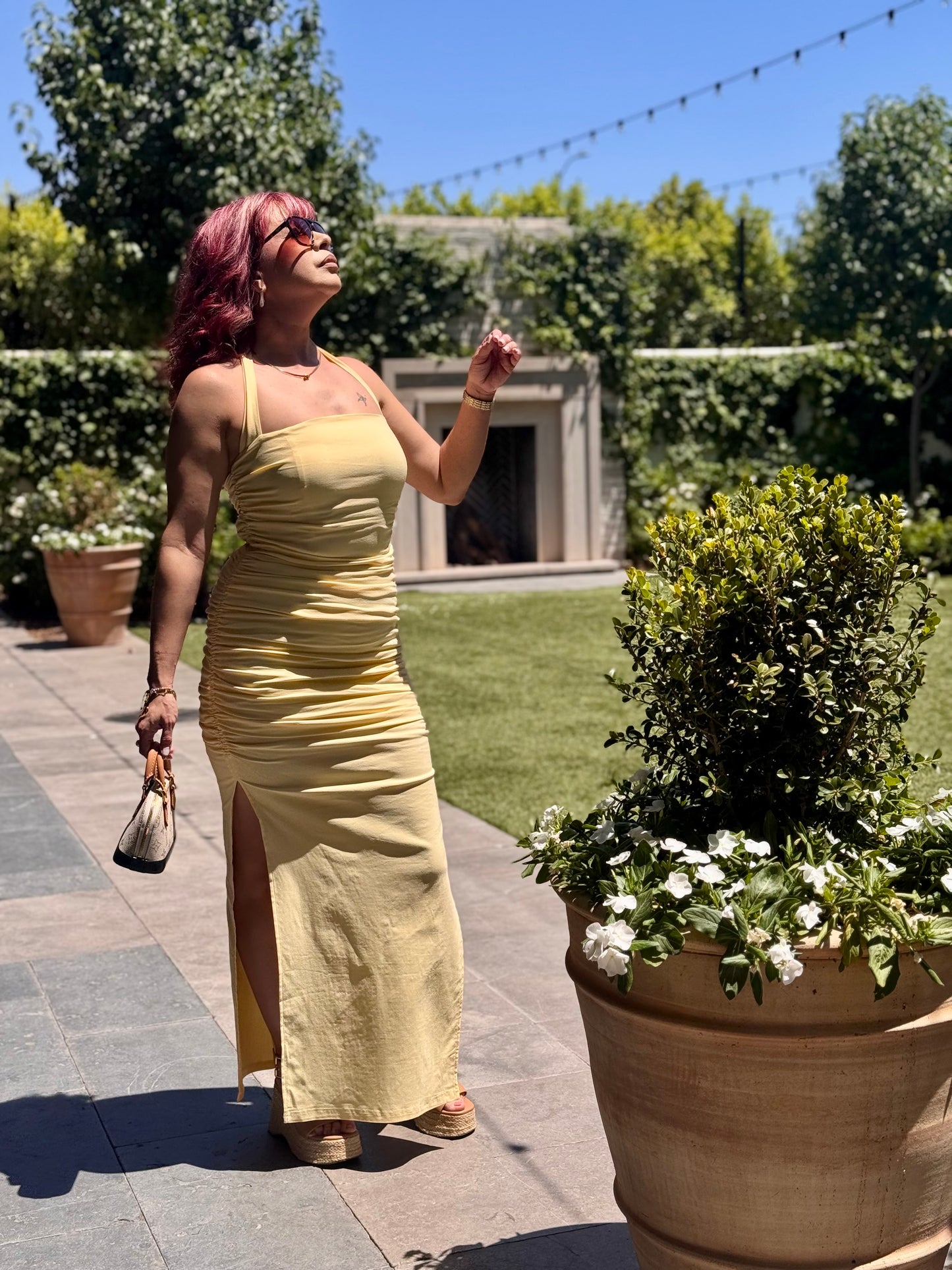 Lemon Drop Maxi Halter Dress