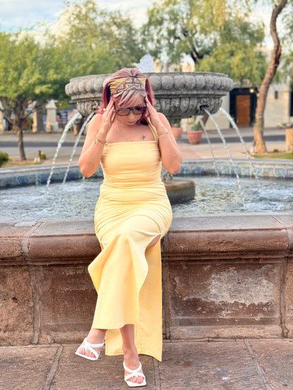 Lemon Drop Maxi Halter Dress