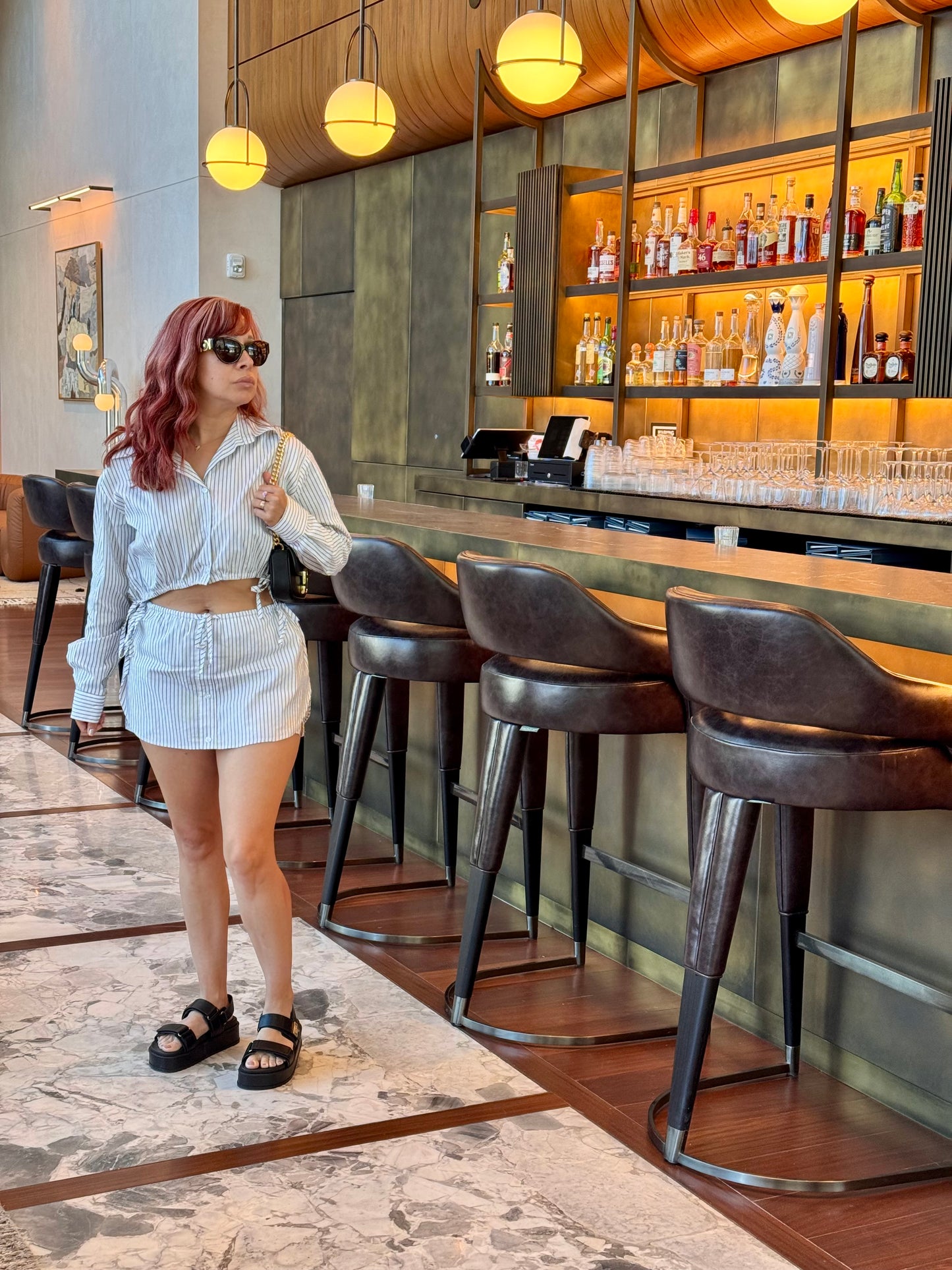 Not Your Basic Stripped Crop Top & Skort Set