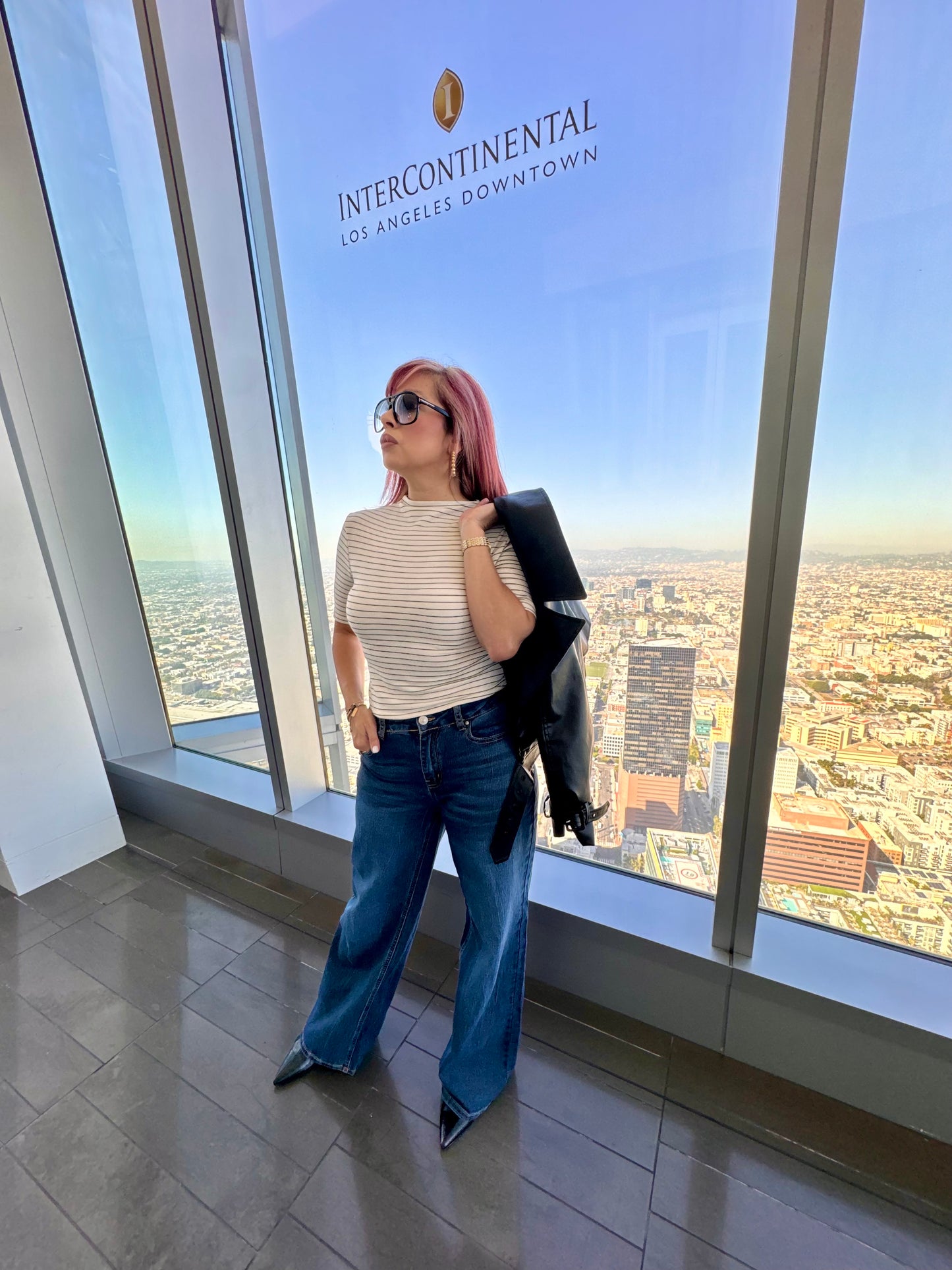 City Girl Stripped Mock Top