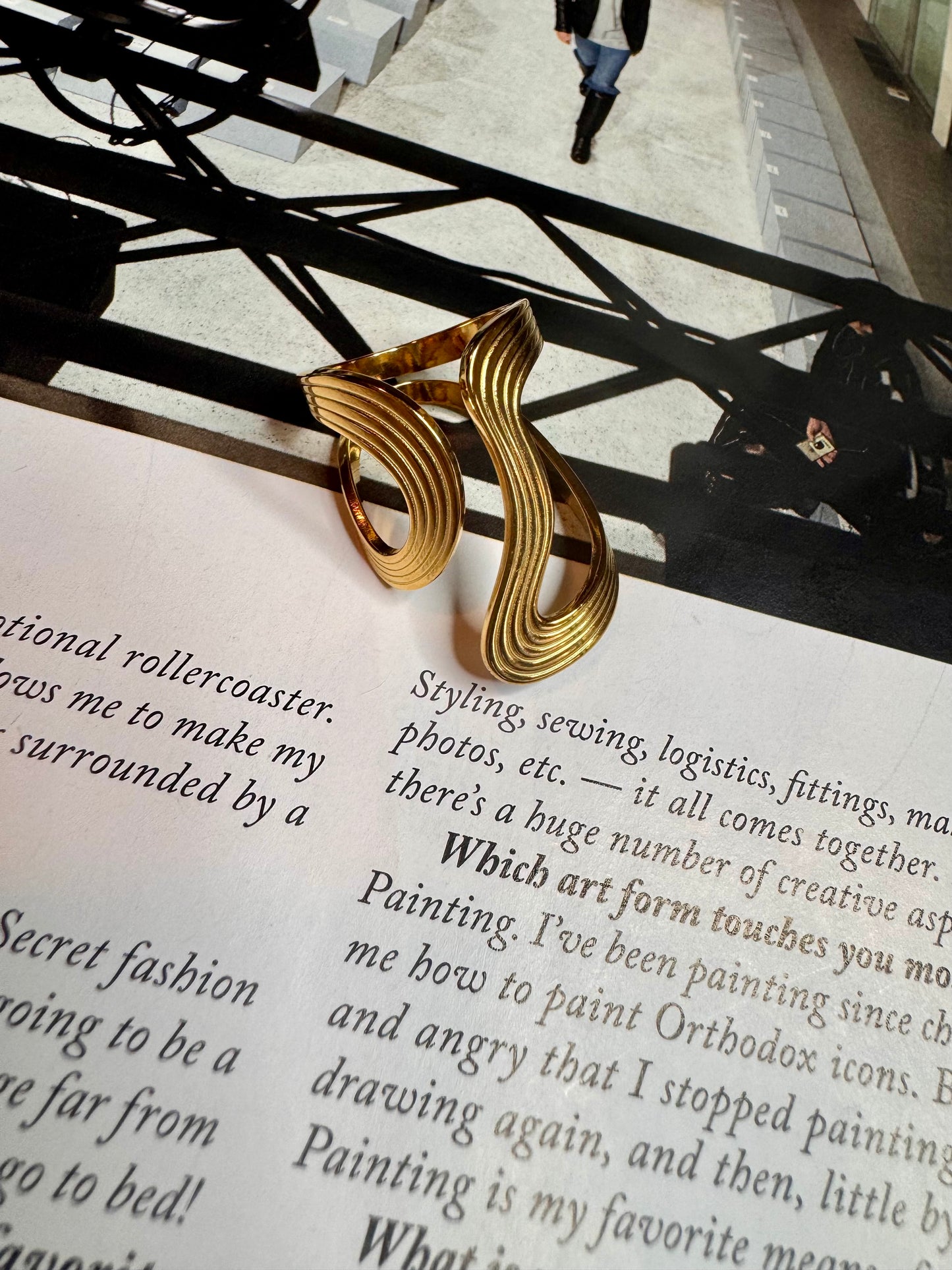 With Intention Wavy Abstract Ring