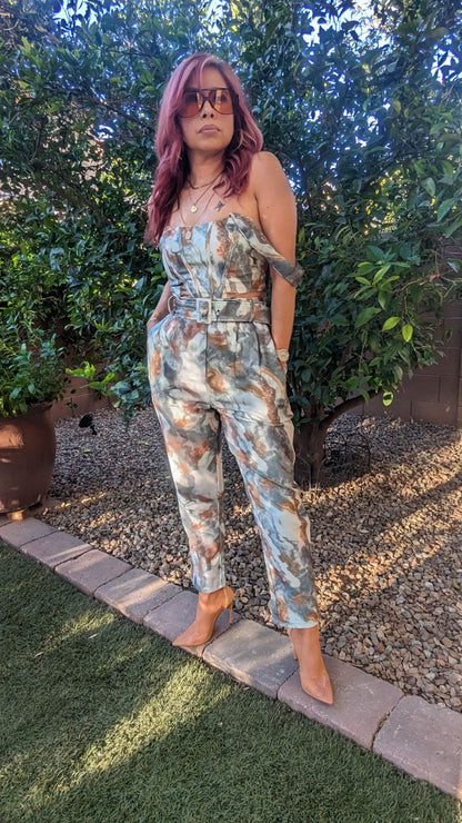 Belleza Marble Print Corset 2-Piece Set