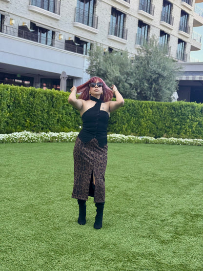 Untamed Leopard Midi Skirt