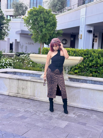 Untamed Leopard Midi Skirt