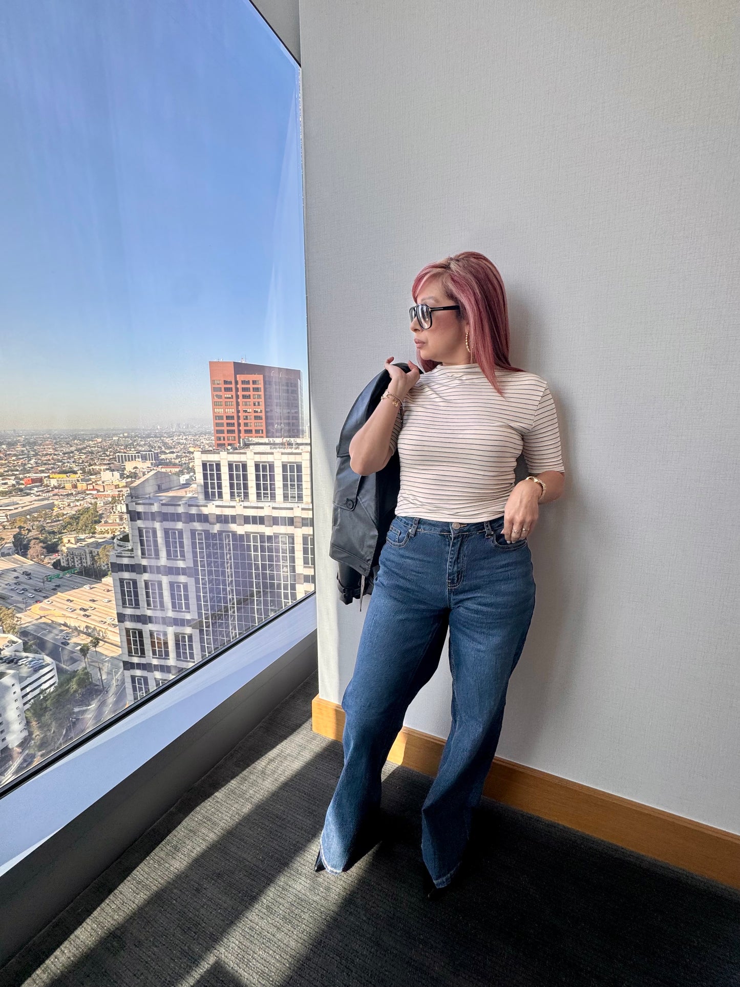 City Girl Stripped Mock Top