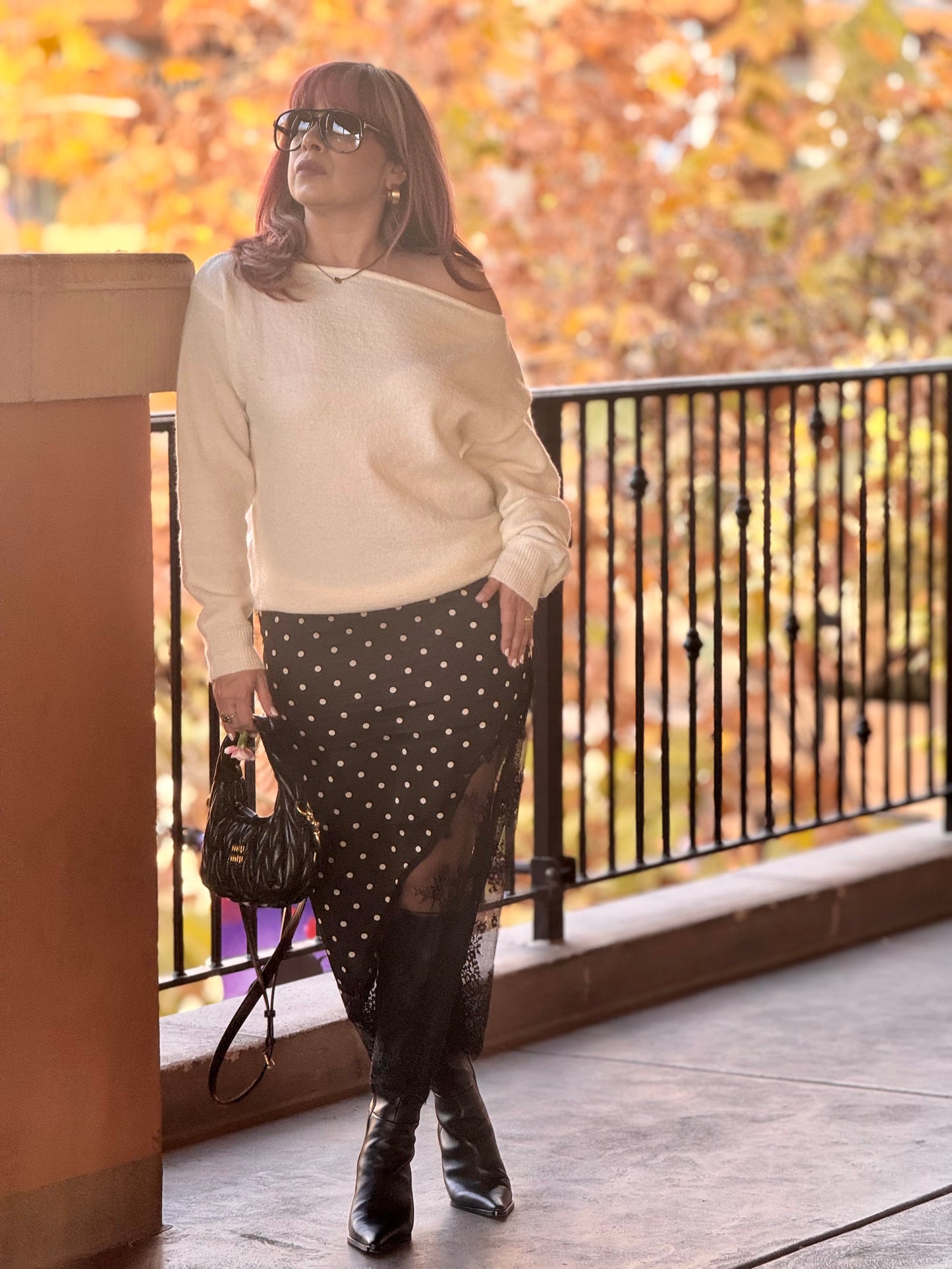 Rumor Has It Polka Dot Lace Midi Skirt
