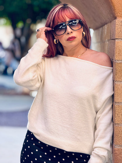 Creamy & Dreamy Knit Off Shoulder Sweater