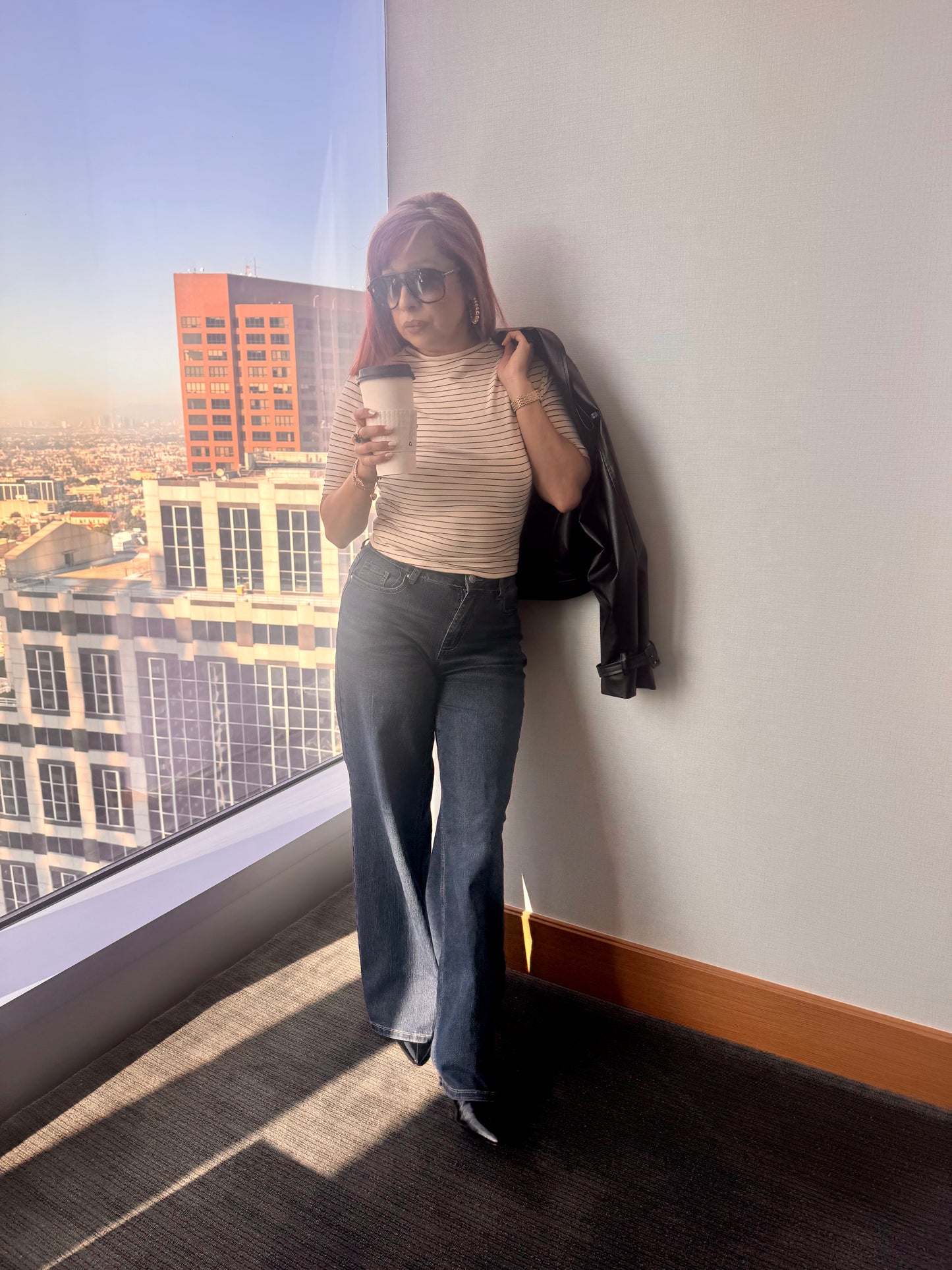 City Girl Stripped Mock Top