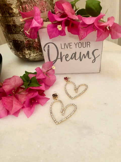 Heart Drop Bling Earrings